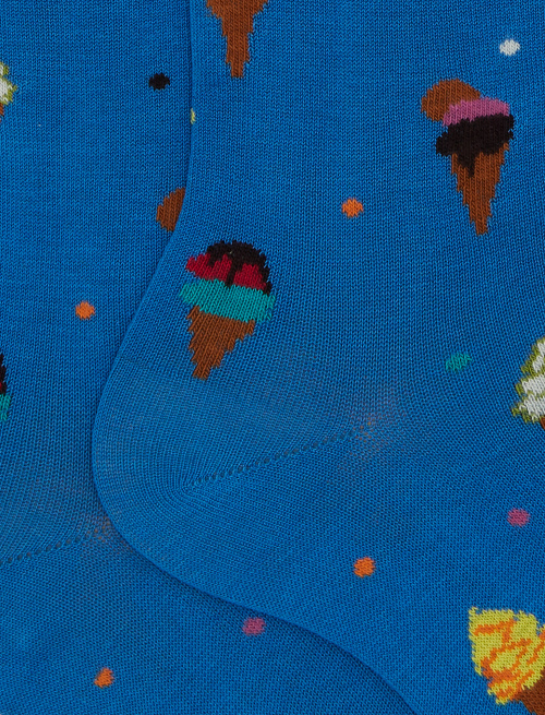 Men's light blue short cotton socks with ice cream pattern - Man | Gallo 1927 - Official Online Shop