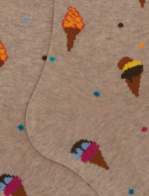 Women's beige long cotton socks with ice cream pattern - Woman | Gallo 1927 - Official Online Shop