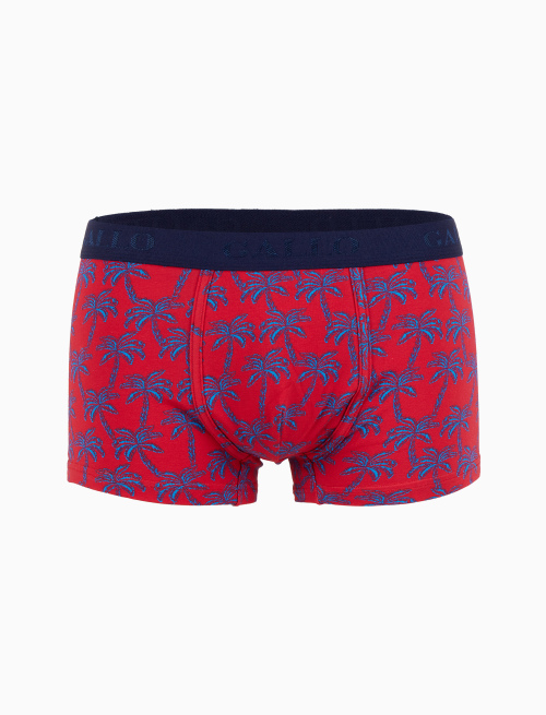 Men's red cotton boxer briefs with palm tree pattern - Underwear | Gallo 1927 - Official Online Shop
