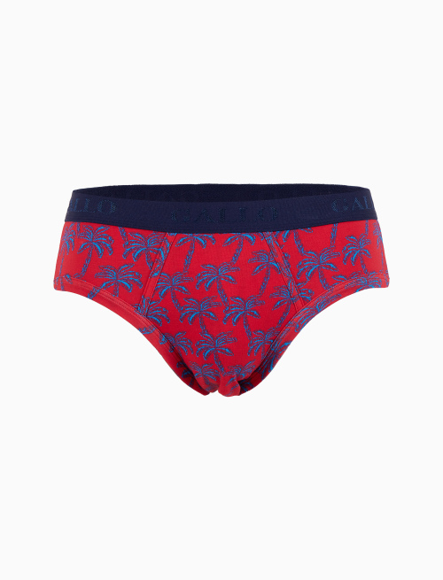 Men's red cotton briefs with palm tree pattern - Underwear | Gallo 1927 - Official Online Shop