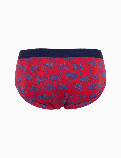 Men's red cotton briefs with palm tree pattern - Underwear | Gallo 1927 - Official Online Shop