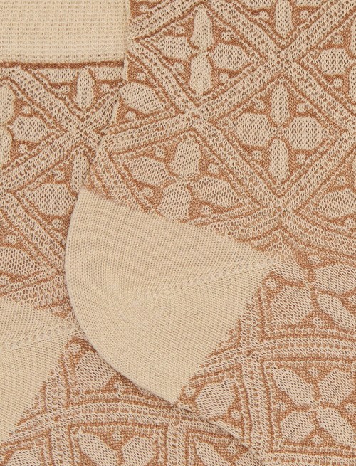 Women's beige ultra-short cotton socks with batik pattern - Super short | Gallo 1927 - Official Online Shop
