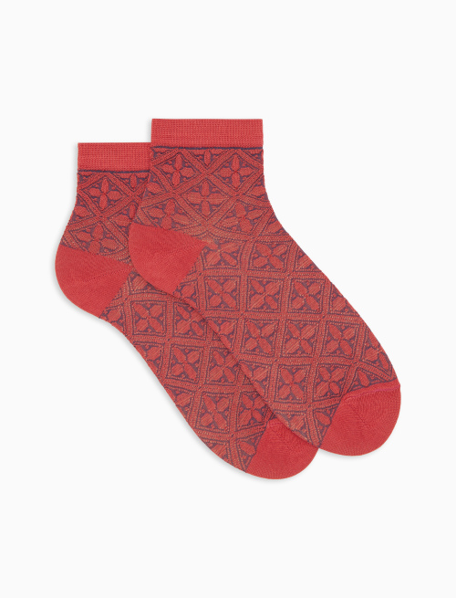 Women's pink ultra-short cotton socks with batik pattern - Super short | Gallo 1927 - Official Online Shop