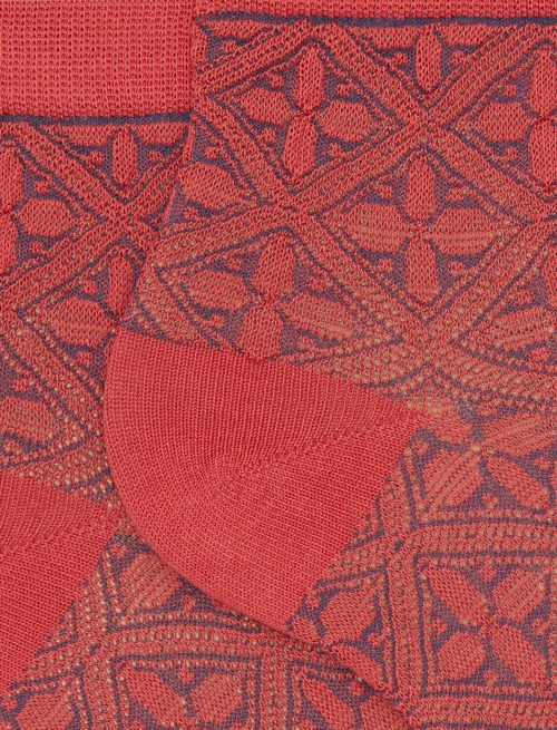 Women's pink ultra-short cotton socks with batik pattern - Super short | Gallo 1927 - Official Online Shop
