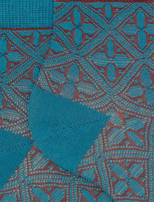 Women's light blue ultra-short cotton socks with batik pattern - Super short | Gallo 1927 - Official Online Shop