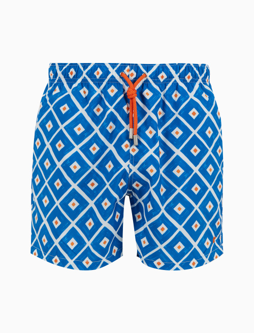 Men's blue swimming shorts with argyle pattern - Man | Gallo 1927 - Official Online Shop