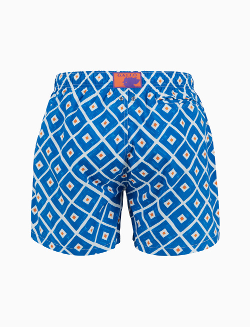 Men's blue swimming shorts with argyle pattern - Man | Gallo 1927 - Official Online Shop