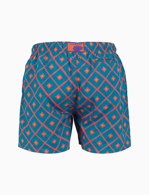 Men's light blue swimming shorts with argyle pattern - Man | Gallo 1927 - Official Online Shop
