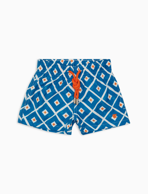 Boxer mare bambino fantasia rombi blu - Boys beachwear | Gallo 1927 - Official Online Shop