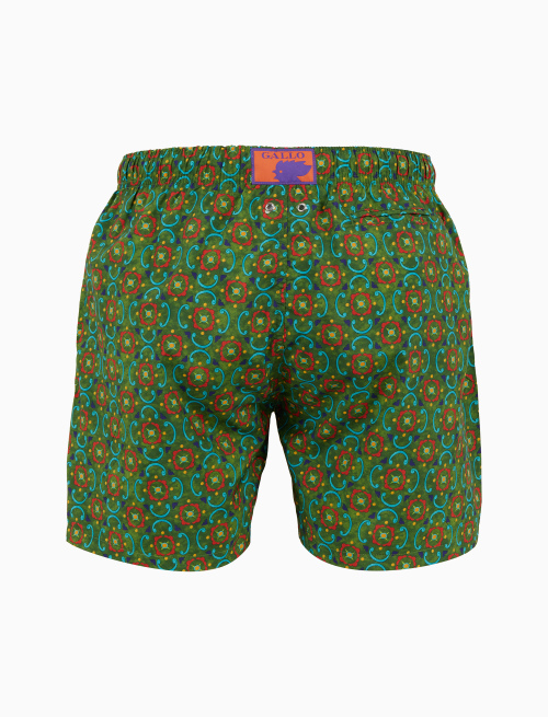 Men's green swimming shorts with colorful ceramic pattern - Man | Gallo 1927 - Official Online Shop