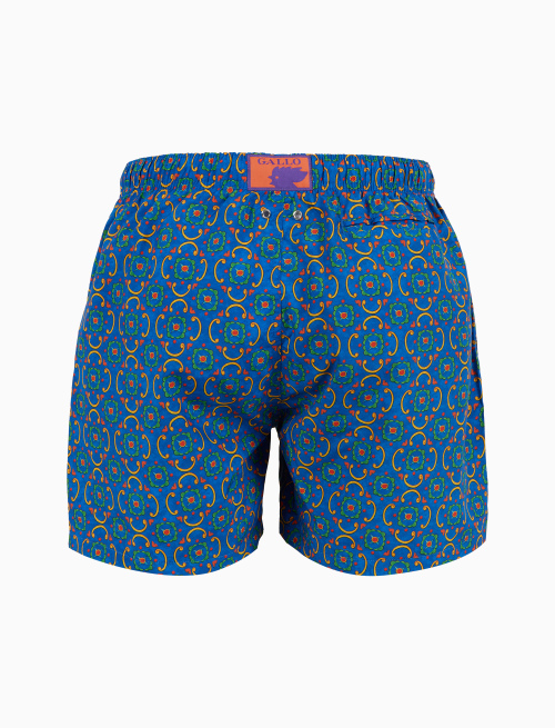 Men's blue swimming shorts with colorful ceramic pattern - Man | Gallo 1927 - Official Online Shop