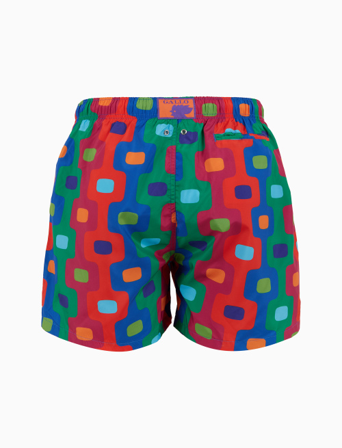 Men's green swimming shorts with vertical geometric pattern - Man | Gallo 1927 - Official Online Shop