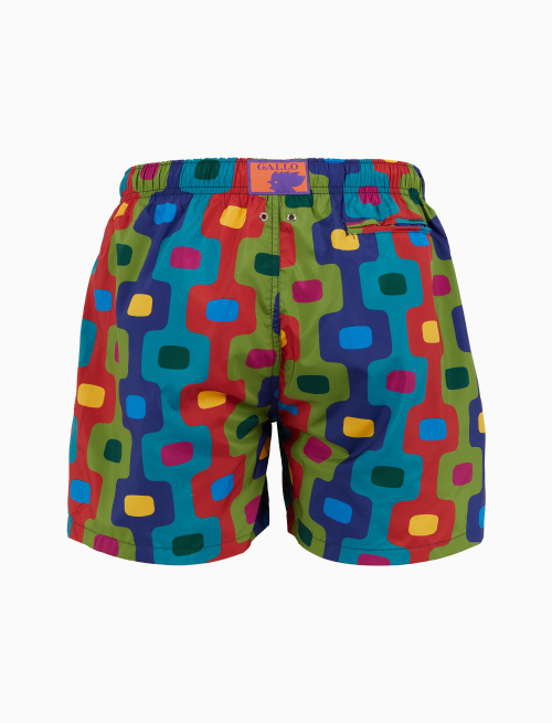 Men's blue swimming shorts with vertical geometric pattern - Man | Gallo 1927 - Official Online Shop