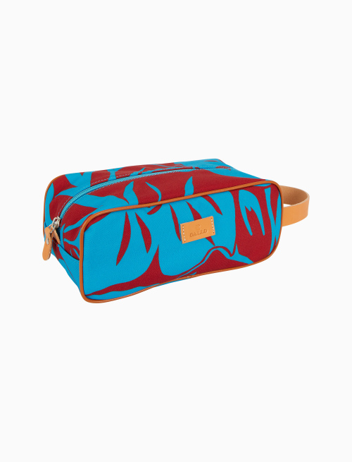 Unisex light blue classic beauty bag with floral pattern - Small Leather Goods | Gallo 1927 - Official Online Shop