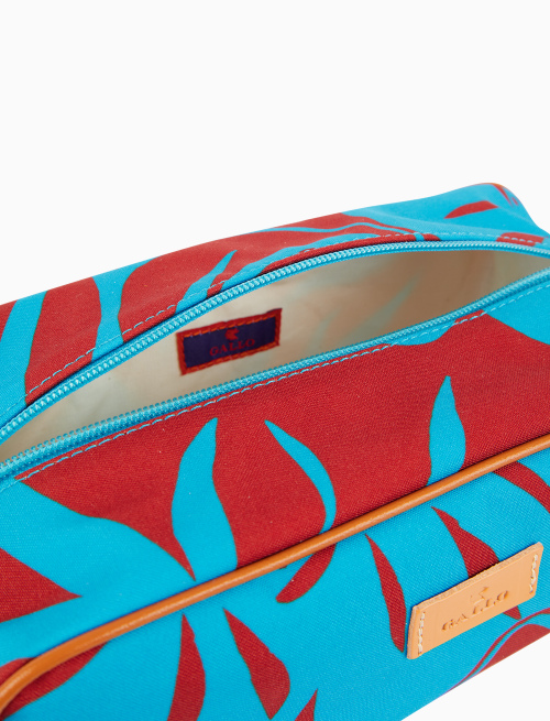 Unisex light blue classic beauty bag with floral pattern - Small Leather Goods | Gallo 1927 - Official Online Shop