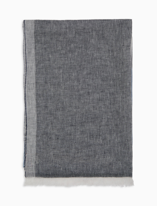 Sciarpa unisex lino fantasia a tre colori blu - Sciarpe | Gallo 1927 - Official Online Shop