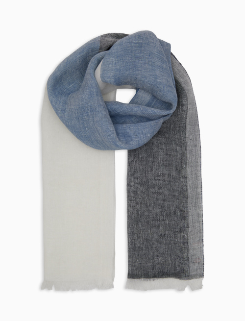 Sciarpa unisex lino fantasia a tre colori blu - Sciarpe | Gallo 1927 - Official Online Shop