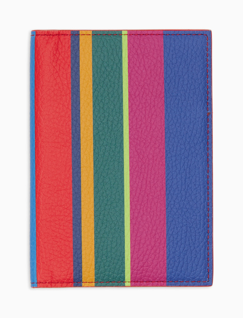 Unisex blue hammered leather passport holder with multicolor stripes - Woman | Gallo 1927 - Official Online Shop