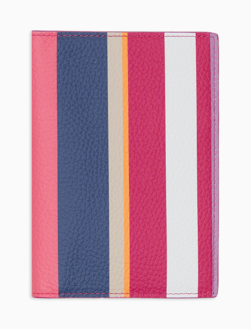 Unisex white hammered leather passport holder with multicolor stripes - Woman | Gallo 1927 - Official Online Shop