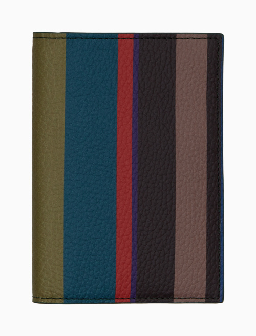 Porta passaporto unisex in pelle martellata beige righe multicolor - Piccola Pelletteria | Gallo 1927 - Official Online Shop