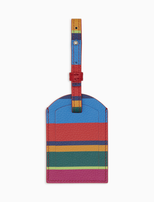 Unisex blue hammered leather luggage tag with multicolor stripes - Woman | Gallo 1927 - Official Online Shop
