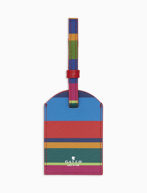 Unisex blue hammered leather luggage tag with multicolor stripes - Woman | Gallo 1927 - Official Online Shop