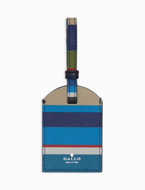 Unisex blue hammered leather luggage tag with multicolor stripes - Woman | Gallo 1927 - Official Online Shop