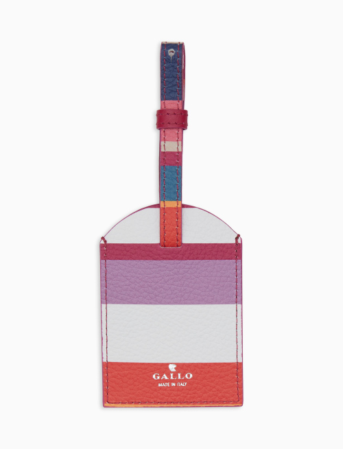 Unisex white hammered leather luggage tag with multicolor stripes - Woman | Gallo 1927 - Official Online Shop