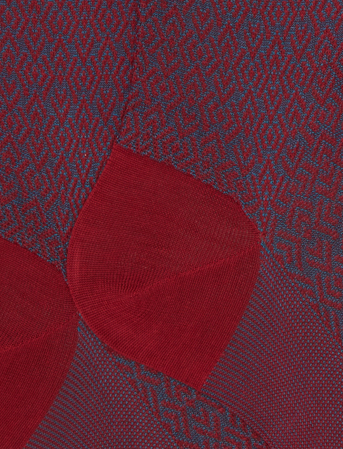 Men's red long cotton socks with geometric weave pattern - The SS Edition | Gallo 1927 - Official Online Shop