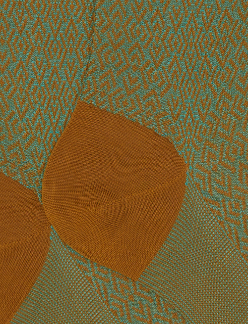 Men's green long cotton socks with geometric weave pattern - The SS Edition | Gallo 1927 - Official Online Shop