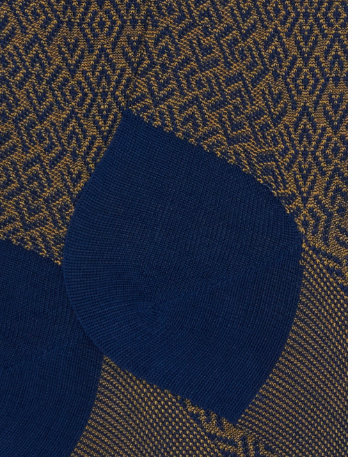 Men's blue short cotton socks with geometric weave pattern - Short | Gallo 1927 - Official Online Shop
