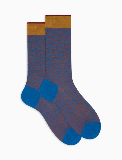 Men's light blue short cotton socks with geometric weave pattern - Short | Gallo 1927 - Official Online Shop