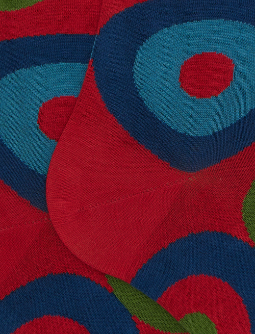 Men's red long cotton socks with concentric circle pattern - Man | Gallo 1927 - Official Online Shop