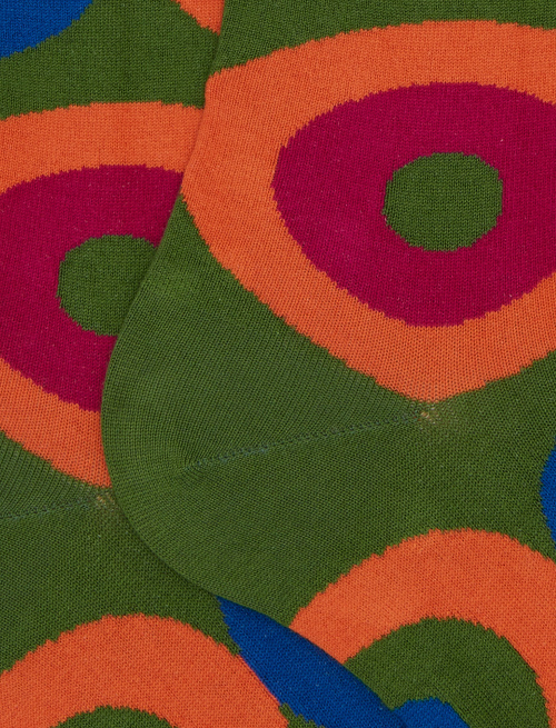 Men's green long cotton socks with concentric circle pattern - Man | Gallo 1927 - Official Online Shop