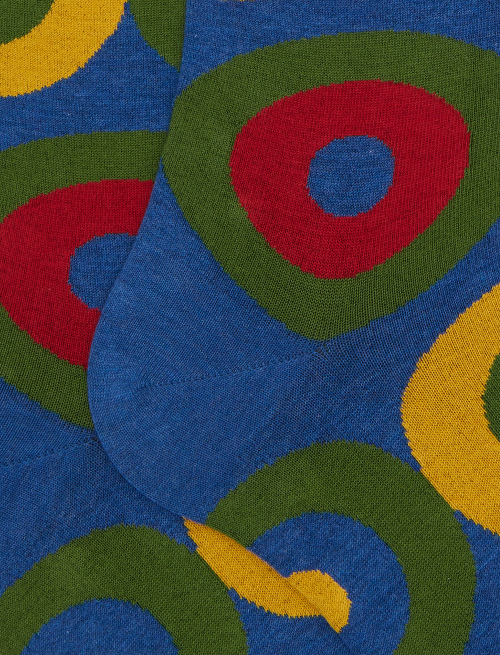 Men's blue long cotton socks with concentric circle pattern - Man | Gallo 1927 - Official Online Shop
