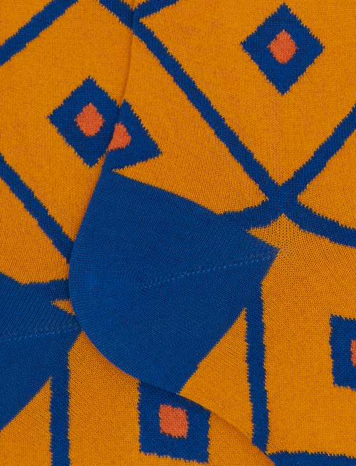 Men's yellow long cotton socks with argyle pattern - Man | Gallo 1927 - Official Online Shop