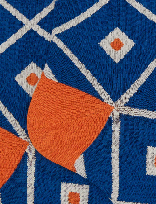 Men's blue short cotton socks with argyle pattern - Man | Gallo 1927 - Official Online Shop