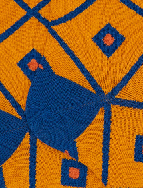 Men's yellow short cotton socks with argyle pattern - Man | Gallo 1927 - Official Online Shop