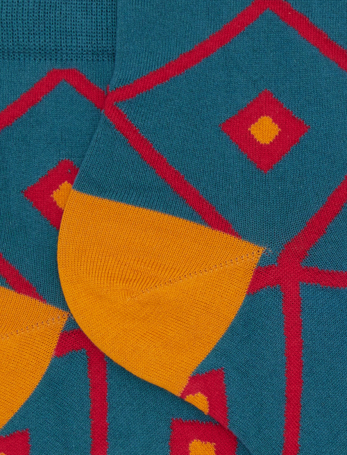 Women's light blue ultra-short cotton socks with argyle pattern - Super short | Gallo 1927 - Official Online Shop