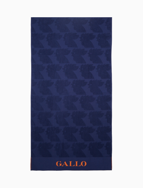 Unisex blue cotton beach towel with contrast Gallo lettering - Woman | Gallo 1927 - Official Online Shop