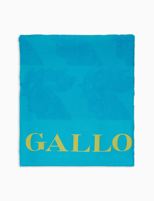 Unisex light blue cotton beach towel with contrast Gallo lettering - Woman | Gallo 1927 - Official Online Shop