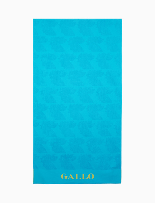 Unisex light blue cotton beach towel with contrast Gallo lettering - Woman | Gallo 1927 - Official Online Shop