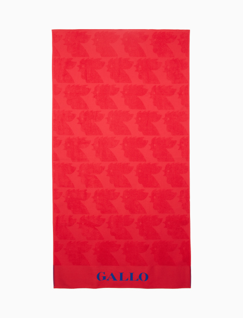 Unisex red cotton beach towel with contrast Gallo lettering - Woman | Gallo 1927 - Official Online Shop