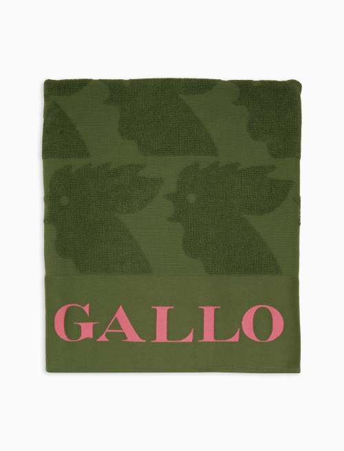 Unisex green cotton beach towel with contrast Gallo lettering - Woman | Gallo 1927 - Official Online Shop