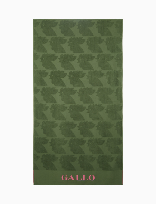 Unisex green cotton beach towel with contrast Gallo lettering - Woman | Gallo 1927 - Official Online Shop