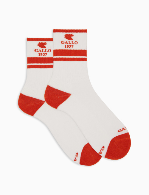 Unisex white short cotton terry socks with contrast Gallo 1927 lettering - Woman | Gallo 1927 - Official Online Shop