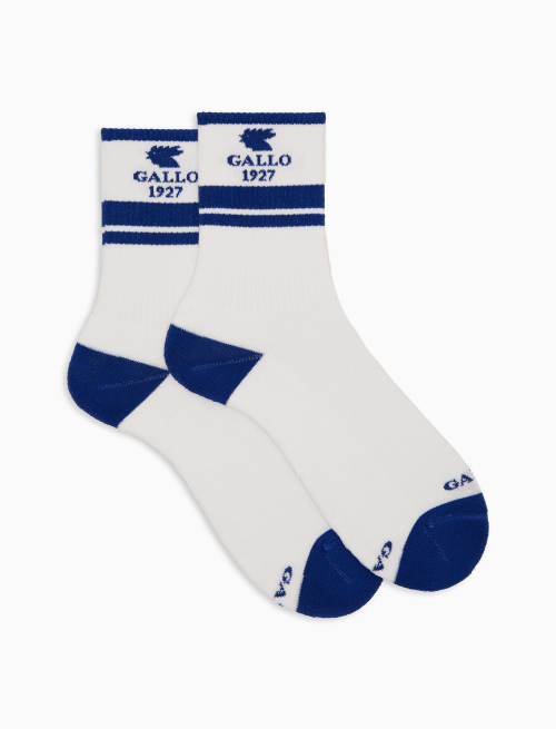 Unisex white short cotton terry socks with contrast Gallo 1927 lettering - Socks | Gallo 1927 - Official Online Shop