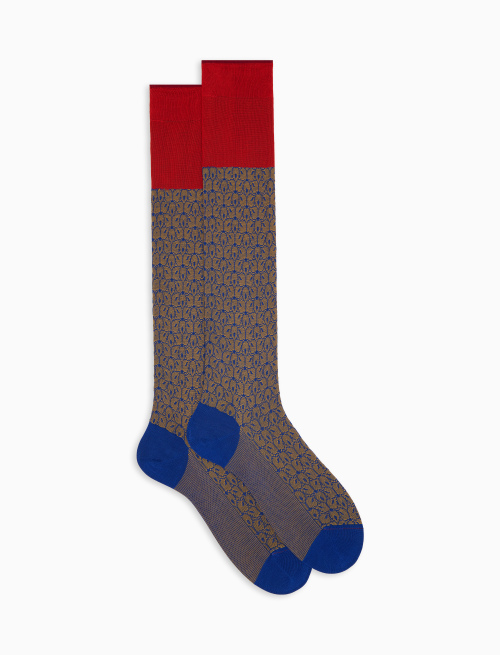 Men's yellow long cotton socks with flower petals pattern - The SS Edition | Gallo 1927 - Official Online Shop