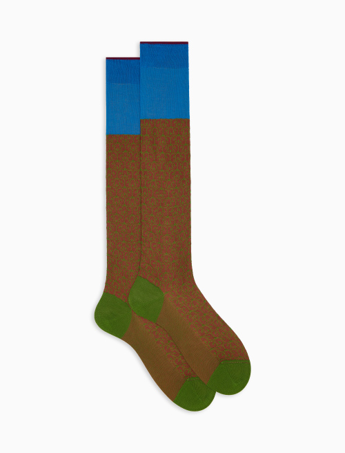 Men's green long cotton socks with flower petals pattern - The SS Edition | Gallo 1927 - Official Online Shop