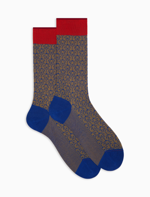 Men's yellow short cotton socks with flower petals pattern - Short | Gallo 1927 - Official Online Shop